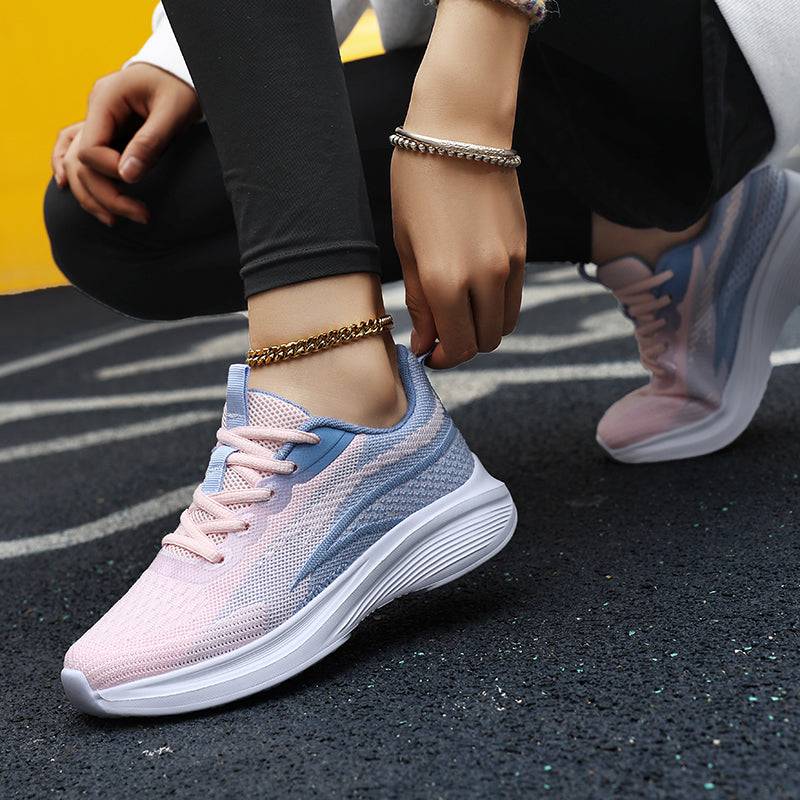 Karanmore's LOUIS Breathable Mesh Women's Sneakers on a model, highlighting the stylish look in motion